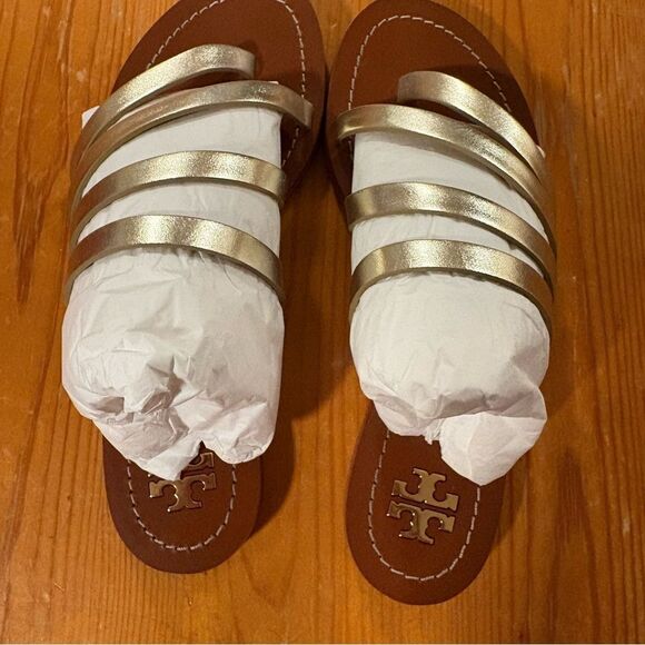Tory Burch Patos Flat Sandal in Spark Gold. Size 6M. NEW! - Picture 5 of 12